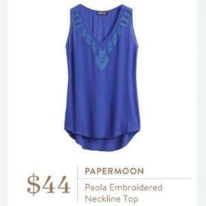 Papermoon Paula Embroidered Neckline Tank Blouse Top Size Small